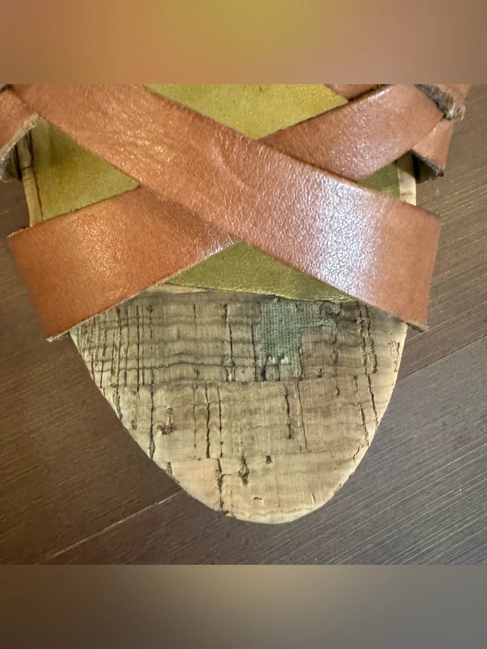 GUESS Brown Leather Crisscross Wedge Sandals
